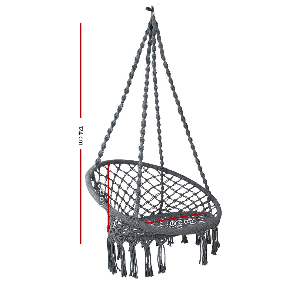 Hammock Chair Outdoor Hanging Macrame Cotton Indoor - Grey
