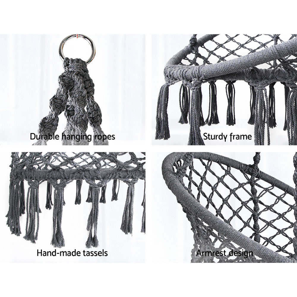 Hammock Chair Outdoor Hanging Macrame Cotton Indoor - Grey
