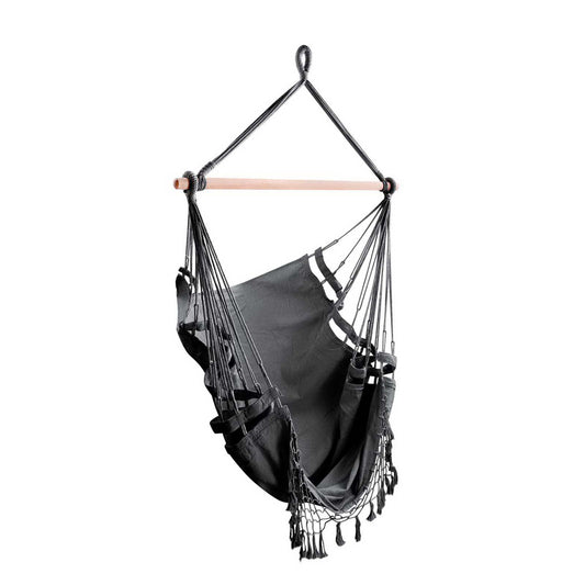 Hanging Hammock Chair Outdoor Swing Hammocks Tassel - Grey