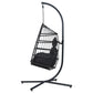 Zeke Egg Swing Chair Wicker with Stand - Black