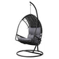 Layla Outdoor Egg Swing Chair with Stand Cushion Wicker Armrest - Black