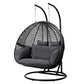 Andrew Outdoor Egg Swing Chair Wicker Furniture Pod Stand Cushion 2 Seater - Grey