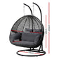 Andrew Outdoor Egg Swing Chair Wicker Furniture Pod Stand Cushion 2 Seater - Grey
