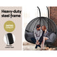 Andrew Outdoor Egg Swing Chair Wicker Furniture Pod Stand Cushion 2 Seater - Grey