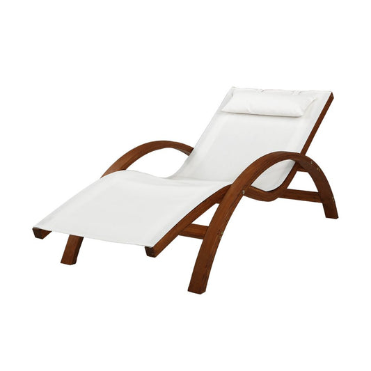 Declan Outdoor Wooden Sun Lounge Setting Day Bed Chair Garden Patio Furniture