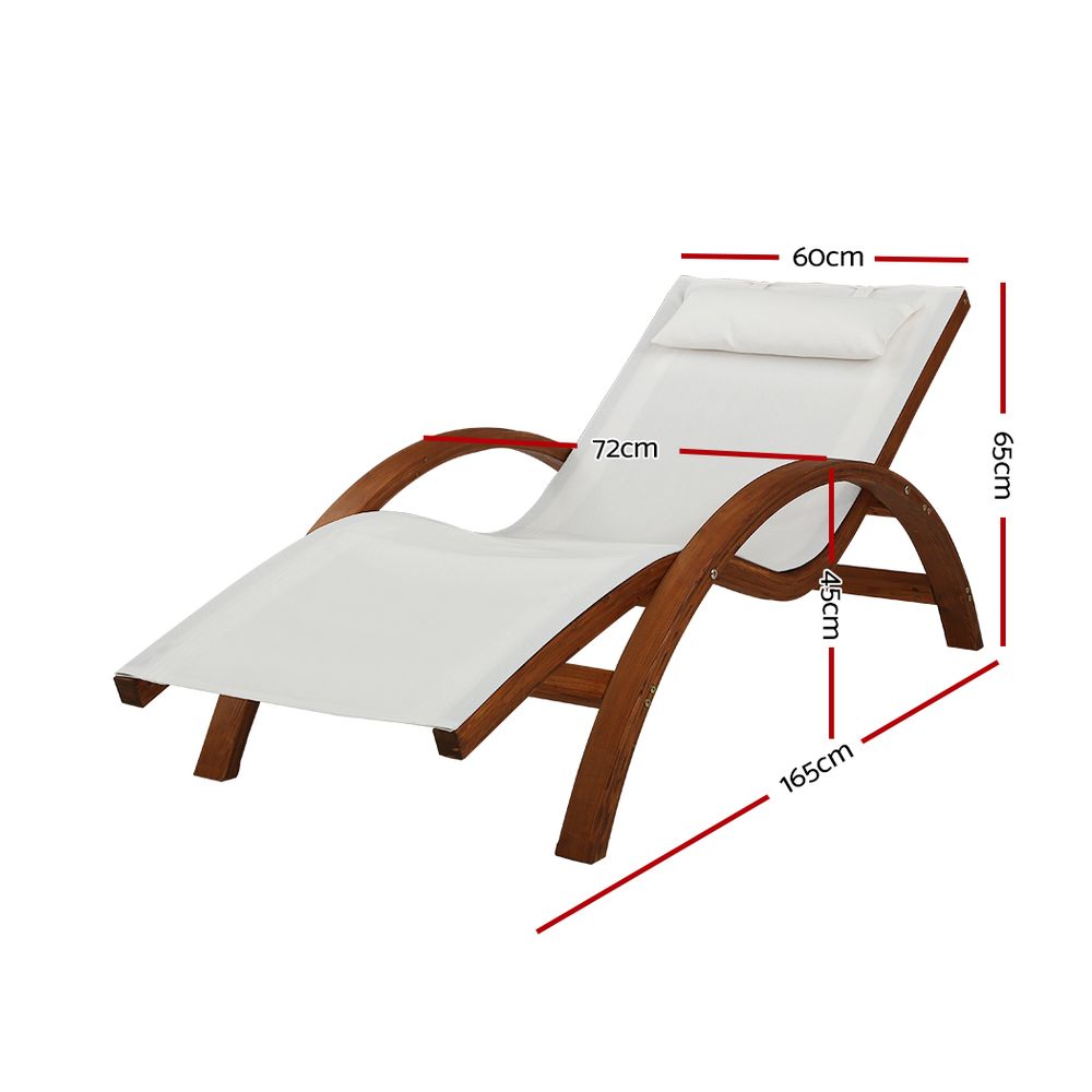 Declan Outdoor Wooden Sun Lounge Setting Day Bed Chair Garden Patio Furniture
