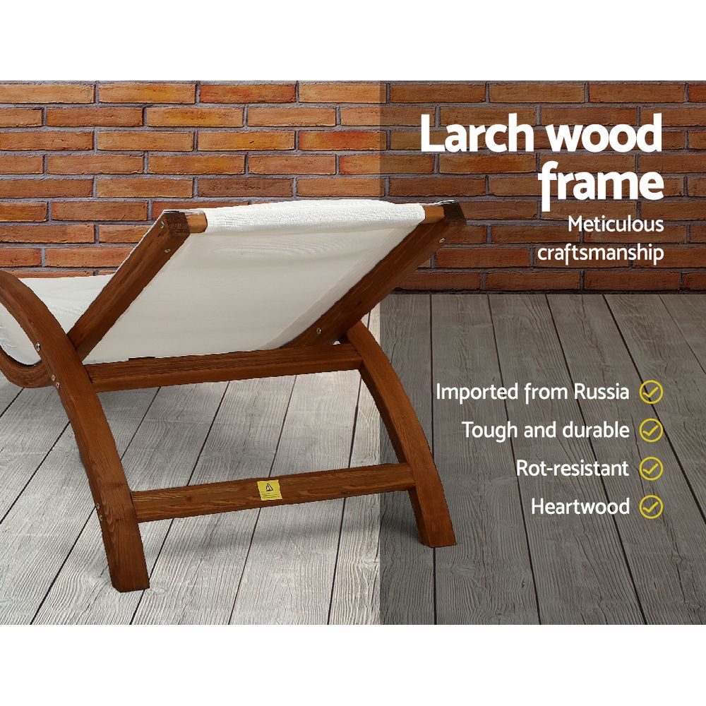 Declan Outdoor Wooden Sun Lounge Setting Day Bed Chair Garden Patio Furniture