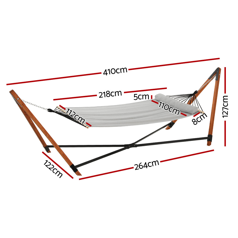 Hammock Bed Outdoor Camping Timber Hammock with Stand - Grey