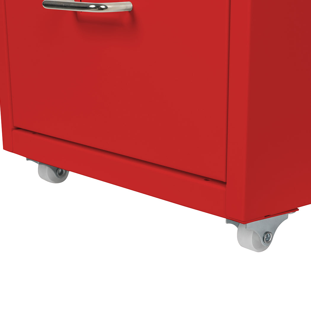 4 Tiers Steel Organiser Metal File Cabinet With Drawers Office Furniture Red