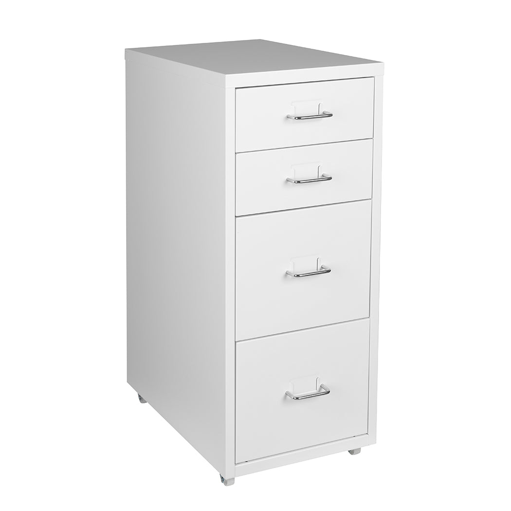 4 Tiers Steel Organiser Metal File Cabinet With Drawers Office Furniture White