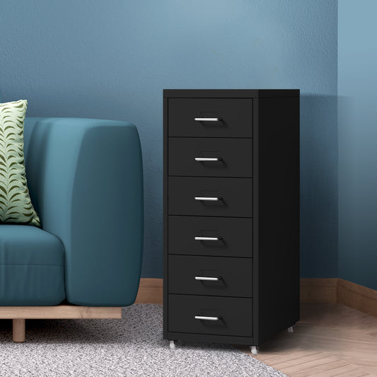 6 Tiers Steel Organiser Metal File Cabinet With Drawers Office Furniture Black