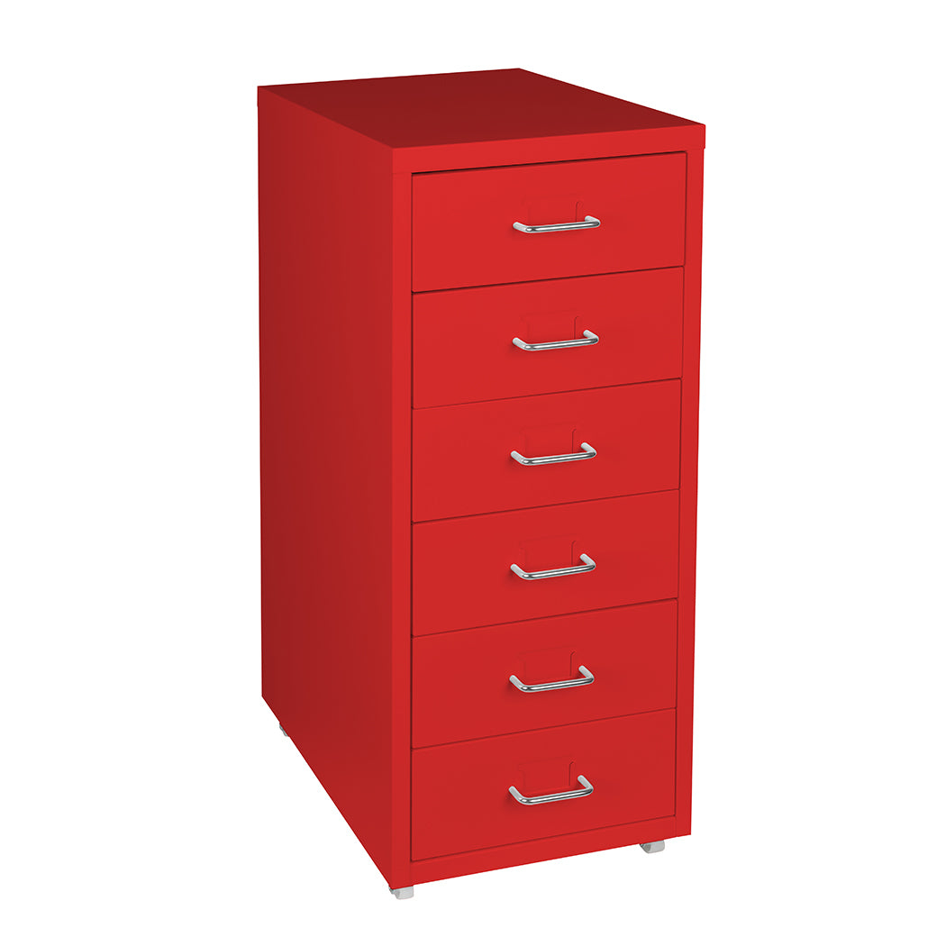 6 Tiers Steel Organiser Metal File Cabinet With Drawers Office Furniture Red