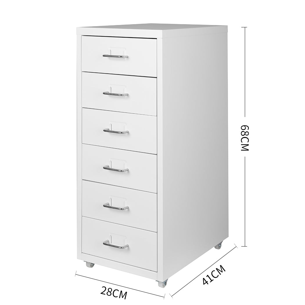 6 Tiers Steel Organiser Metal File Cabinet With Drawers Office Furniture White
