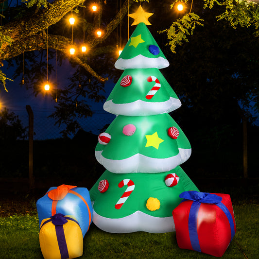 Tree Santa Snowman 2.1M Christmas Inflatable Santa Snowman with LED Light Xmas Decoration Outdoor