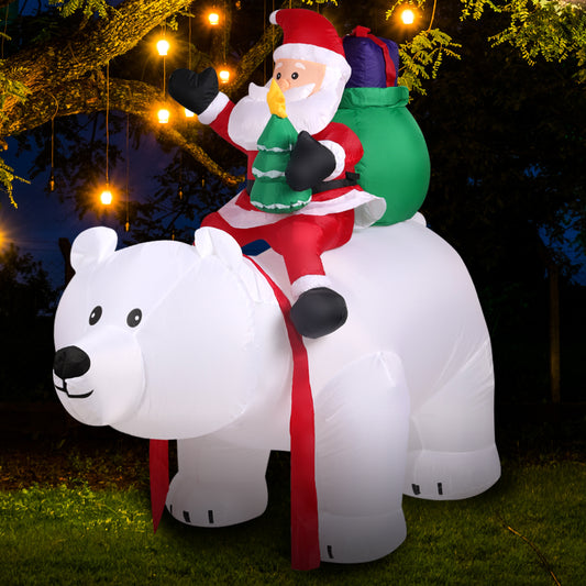 Santa Snowman 2.1M Christmas Inflatable with LED Light Xmas Decoration Outdoor