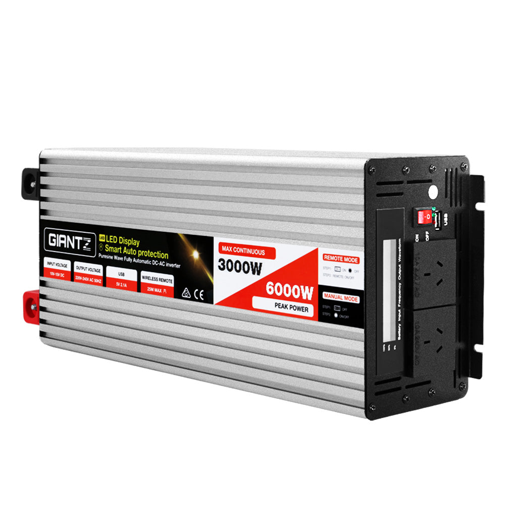 Power Inverter 3000W or 6000W Pure Sine Wave 12V-240V Camping Boat Caravan