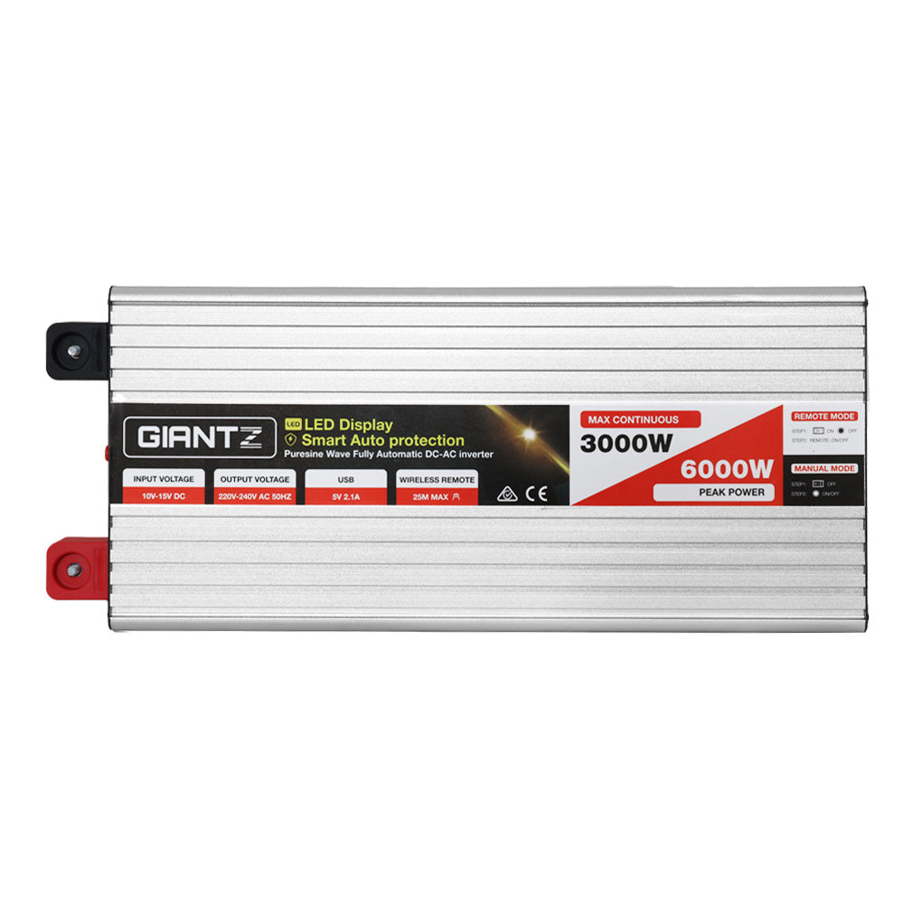 Power Inverter 3000W or 6000W Pure Sine Wave 12V-240V Camping Boat Caravan