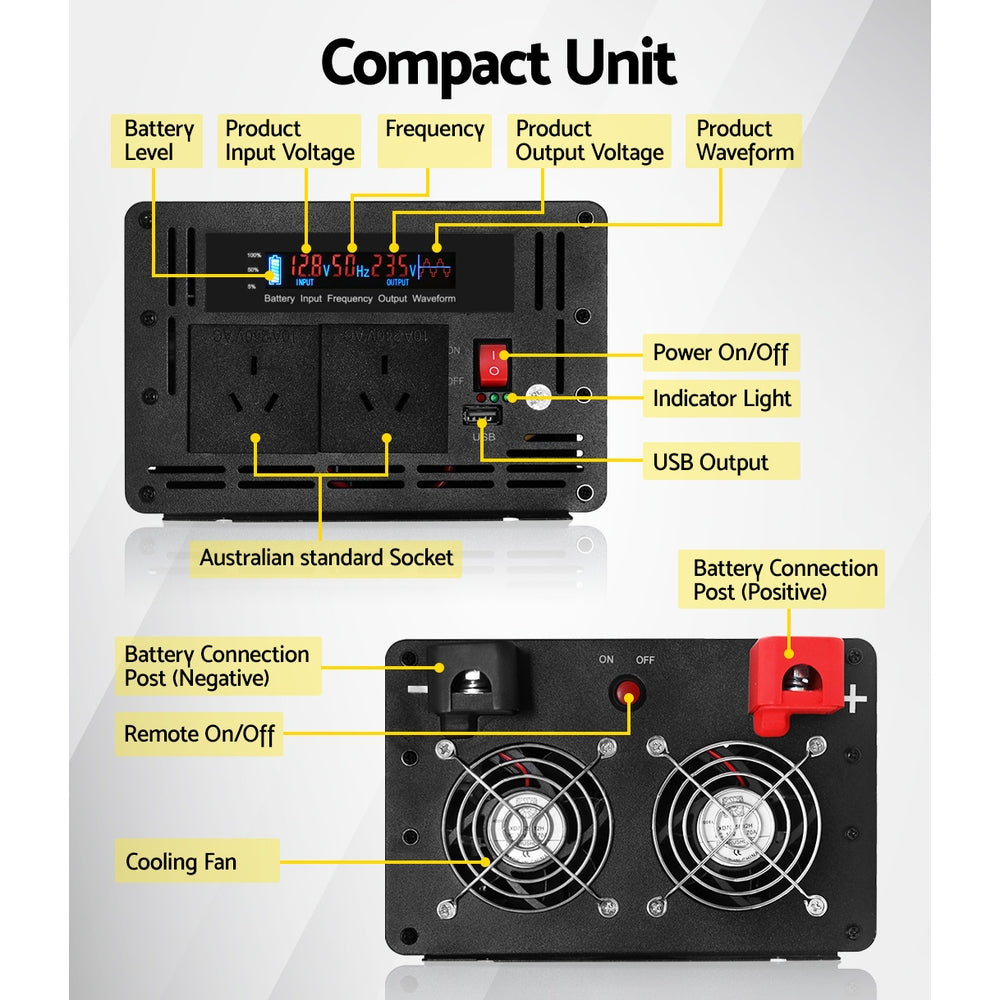Power Inverter 3000W or 6000W Pure Sine Wave 12V-240V Camping Boat Caravan