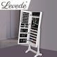 Mirror Jewellery Standing Cabinet Makeup Storage Jewelry Organiser Box - White
