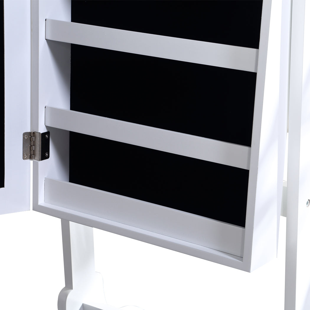 Dual Use Mirrored Jewellery Dressing Cabinet with LED Light White