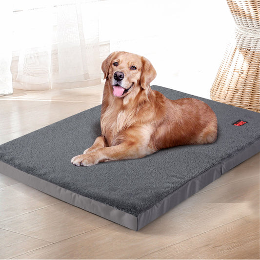 Borzoi Dog Beds Foldable Pet Soft Plush Cushion Pad - Grey LARGE