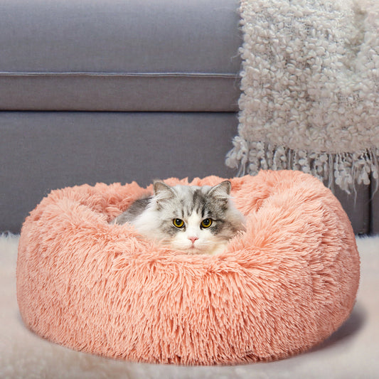 Molossus Dog Beds Pet Calming Donut Nest Deep Sleeping Bed - Pink LARGE