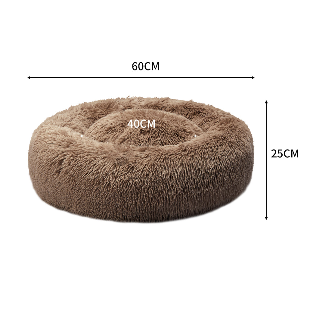 Molossus Dog Beds Pet Calming Donut Nest Deep Sleeping Bed - Brown MEDIUM