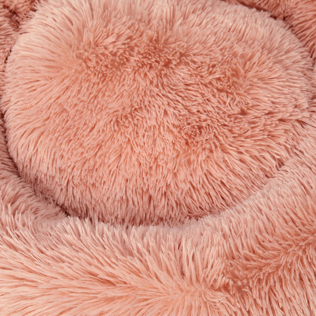 Molossus Dog Beds Pet Calming Donut Nest Deep Sleeping Bed - Pink SMALL