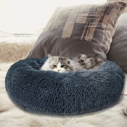 Molossus Dog Beds Pet Calming Donut Nest Deep Sleeping Bed - Blue XLARGE
