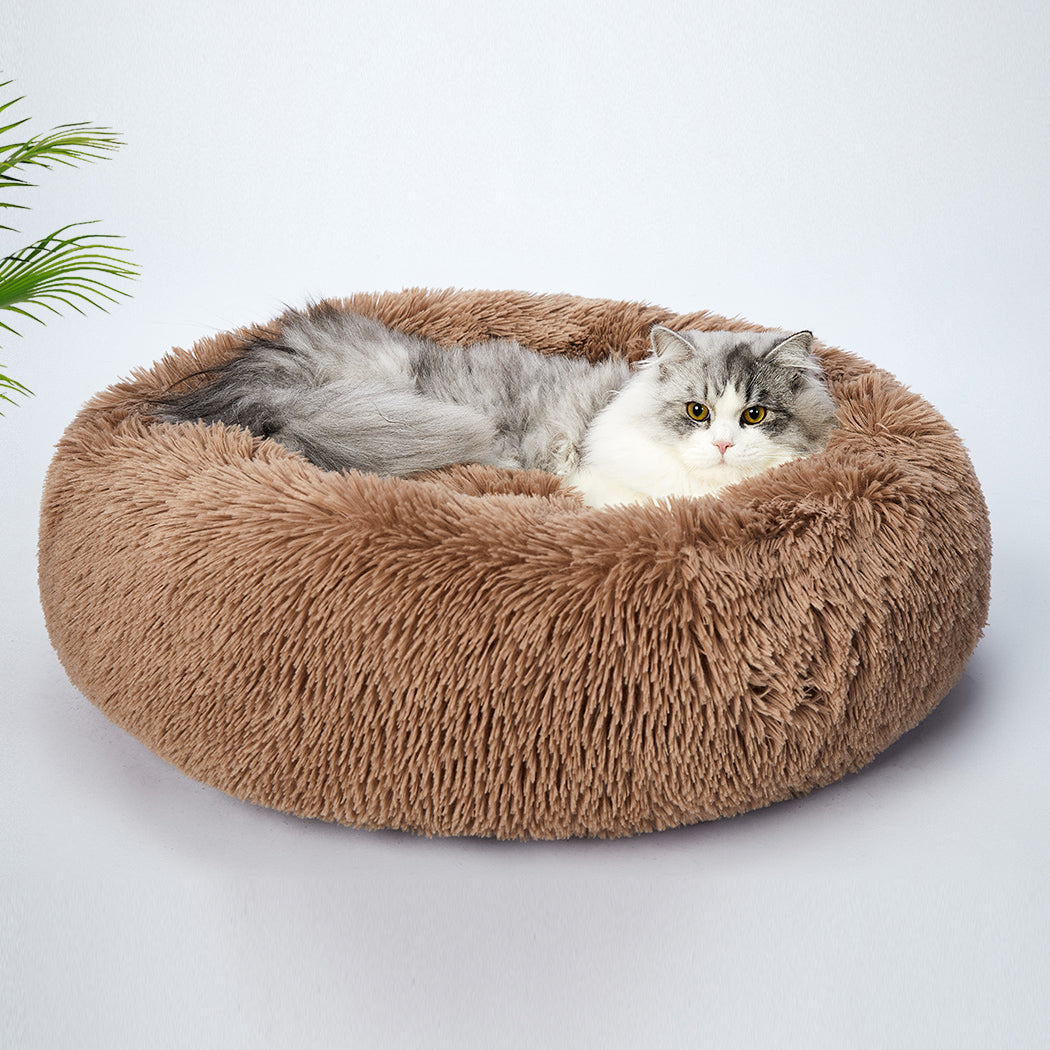 Molossus Dog Beds Pet Calming Donut Nest Deep Sleeping Bed - Brown XXLARGE