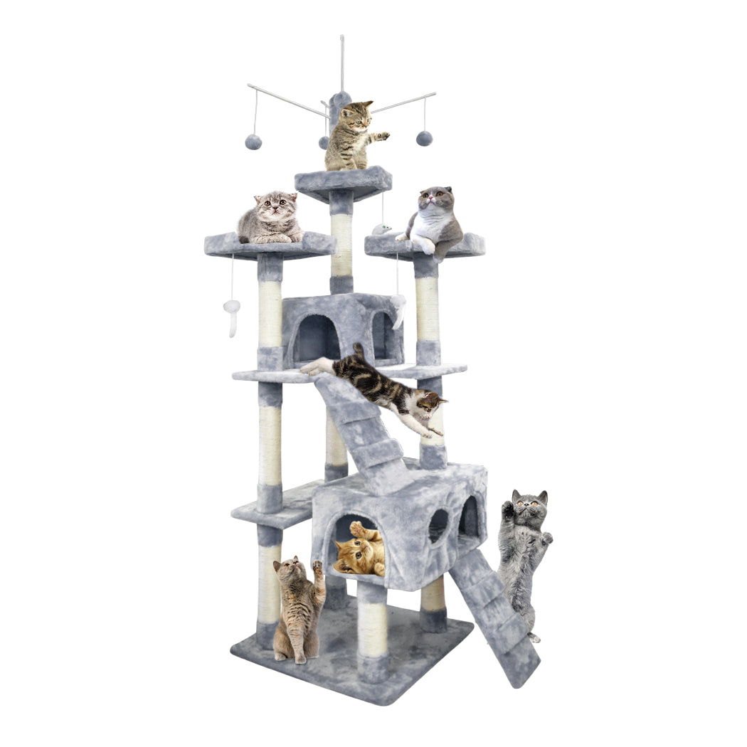 2.1M Cat Scratching Post Tree Gym House Condo Furniture Scratcher Tower - Grey