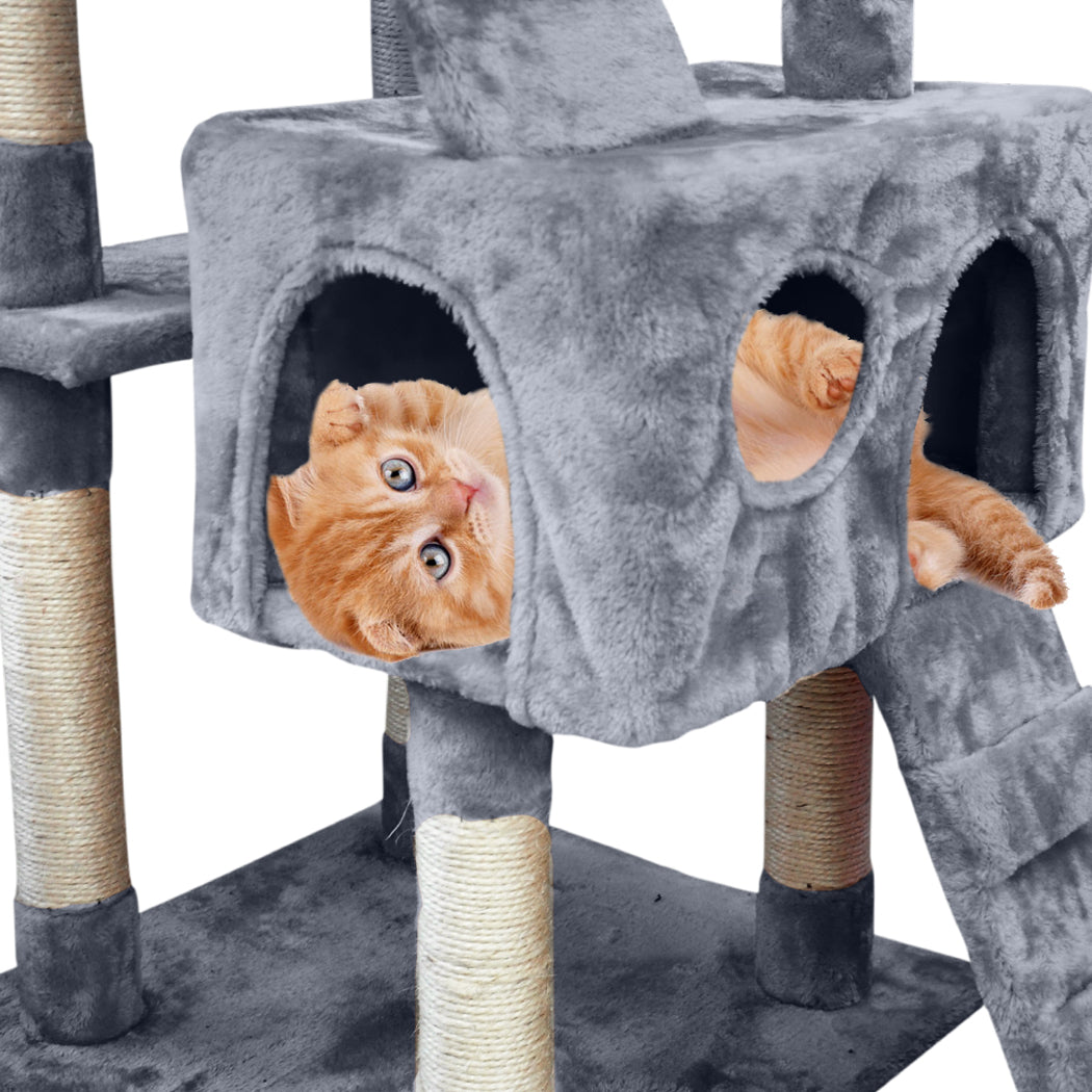 2.1M Cat Scratching Post Tree Gym House Condo Furniture Scratcher Tower - Grey