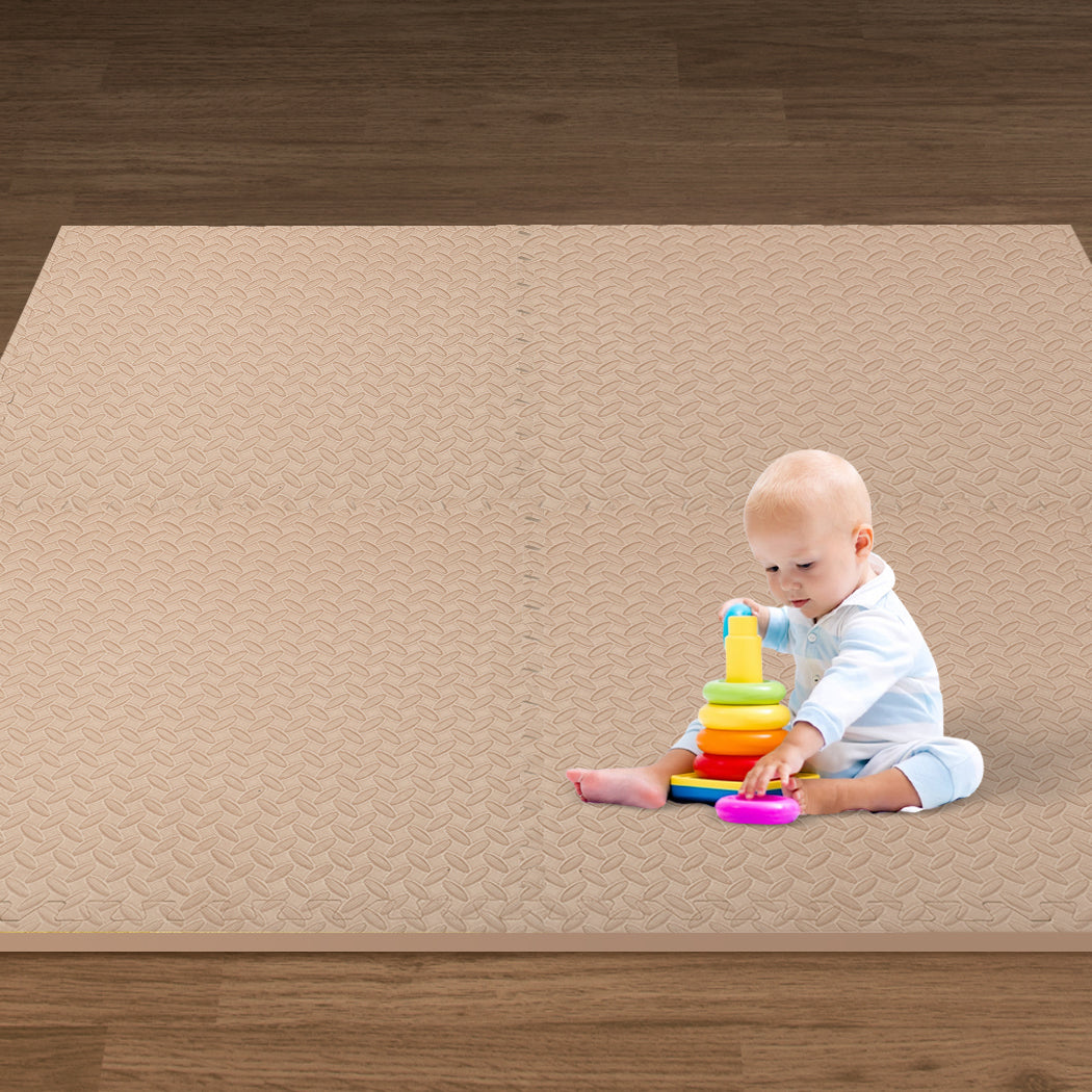 Kids Play Mat Floor Baby Crawling Mats Foldable Waterproof Carpet Beige