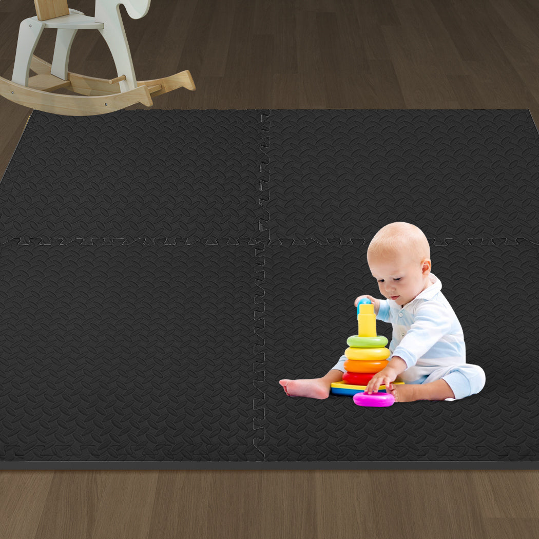 Kids Play Mat Floor Baby Crawling Mats Foldable Waterproof Carpet Black