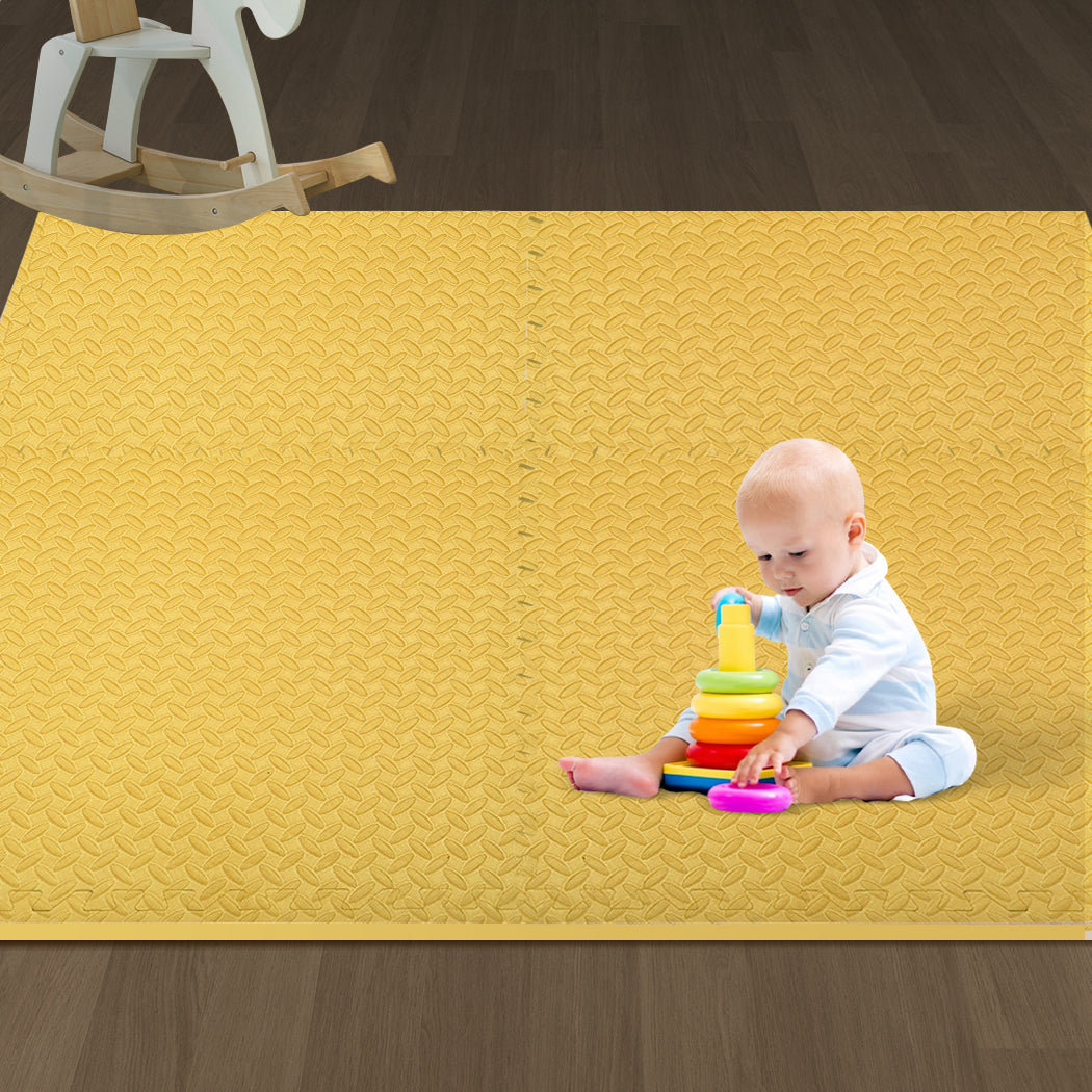 Kids Play Mat Floor Baby Crawling Mats Foldable Waterproof Carpet Yellow