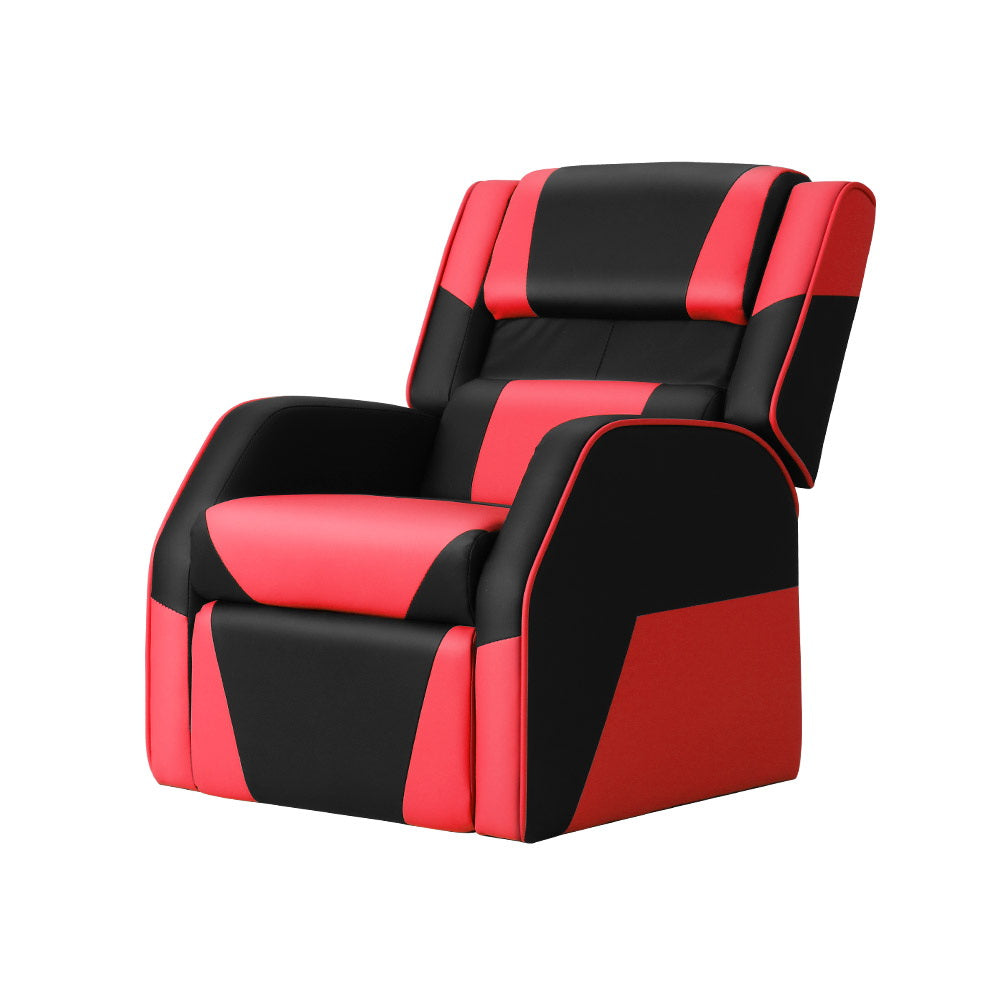 Payton Kids Recliner Chair PU Leather Gaming Sofa Lounge Couch Children Armchair - Black & Red