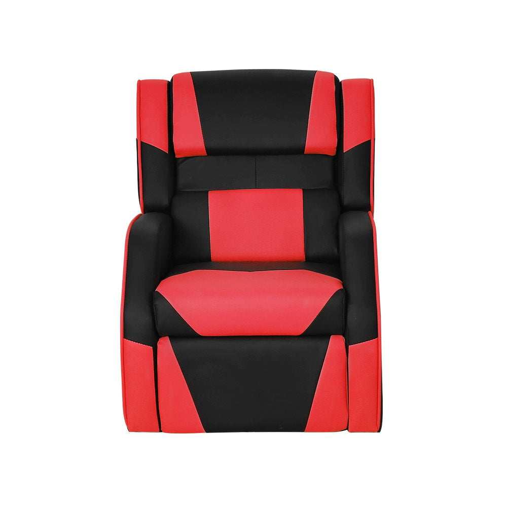 Payton Kids Recliner Chair PU Leather Gaming Sofa Lounge Couch Children Armchair - Black & Red