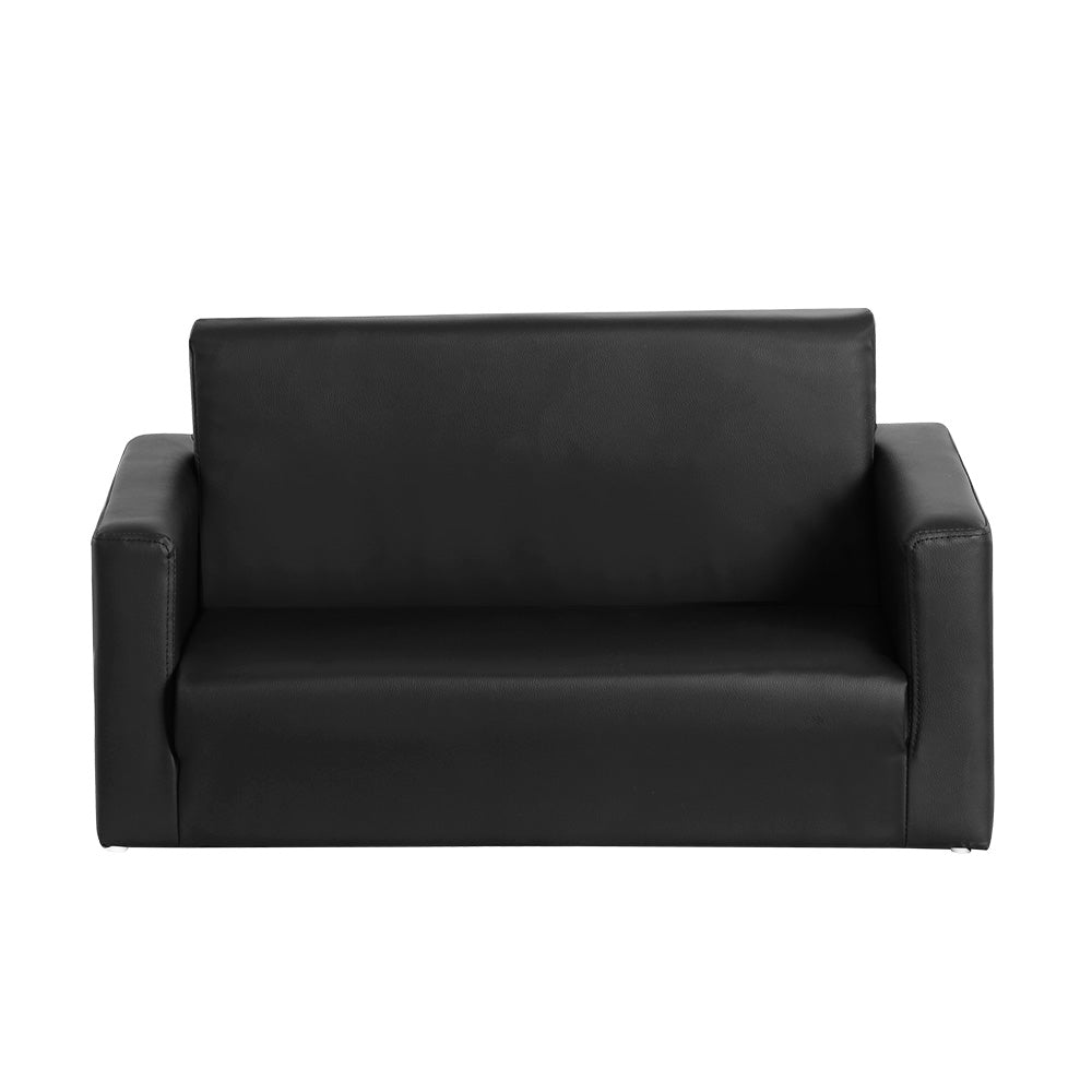 Phineas Kids Convertible Armchair Sofa 2 Seater Chair Children Flip Open Couch - Black