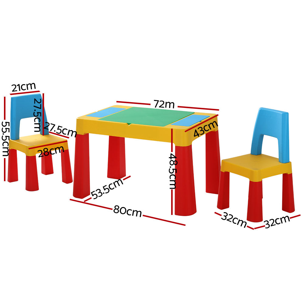 Pollard 3-Piece Kids Table & Chairs Set Activity Chalkboard Toys Storage Box Desk - Multicolour