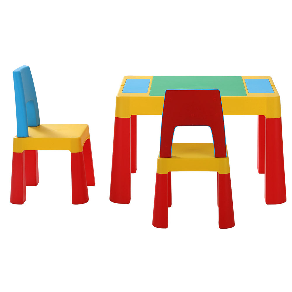 Pollard 3-Piece Kids Table & Chairs Set Activity Chalkboard Toys Storage Box Desk - Multicolour