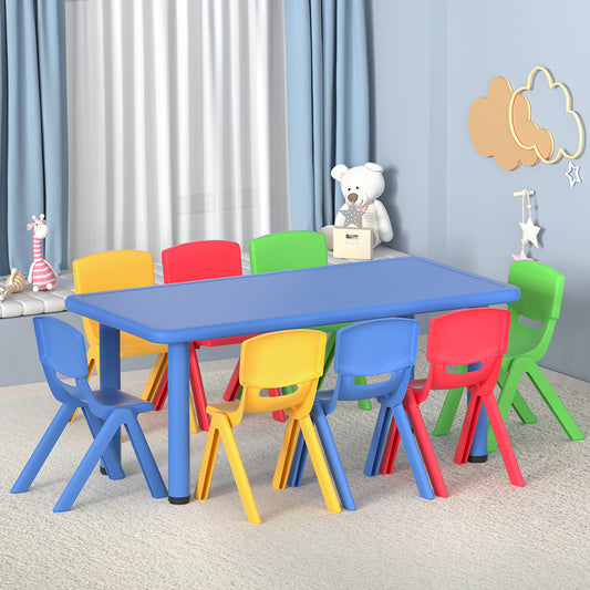 Philo 9-Piece Kids Table & Chairs Set 120cm Study Desk Furniture Plastic - Multicolour