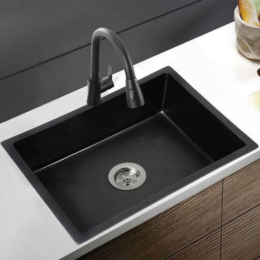 Granite Kitchen Sink Laundry Stone Sinks Top Undermount Single Bowl Matte Black