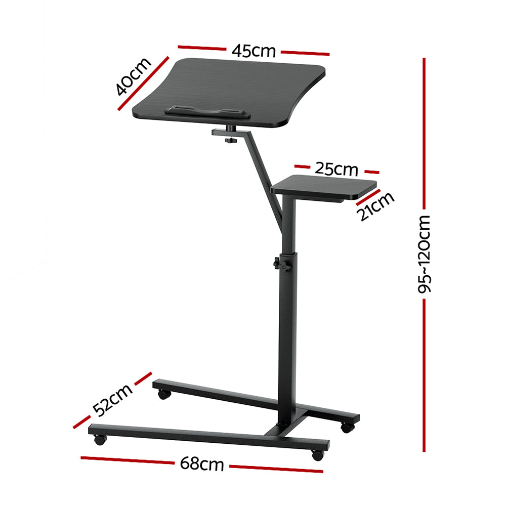 Laptop Desk Computer Table Height Adjustable Tiltable Mouse Board - Black