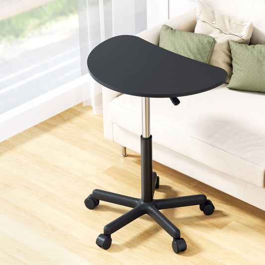 60cm Laptop Desk Portable Height Adjustable Table Caster Wheels - Black