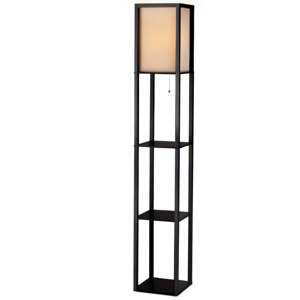 Floor Lamp 3 Tier Shelf Storage LED Light Stand Home Room Vintage Black