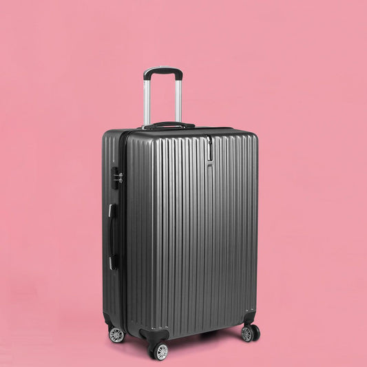 24" Luggage Suitcase Code Lock Hard Shell Travel Carry Bag Trolley - Dark Grey