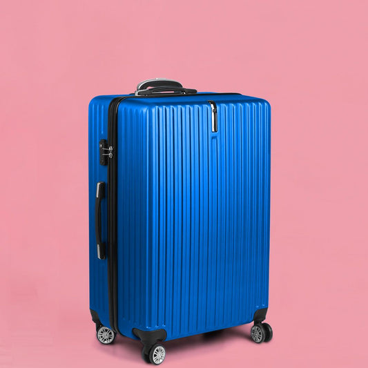 28" Luggage Suitcase Code Lock Hard Shell Travel Carry Bag Trolley - Blue