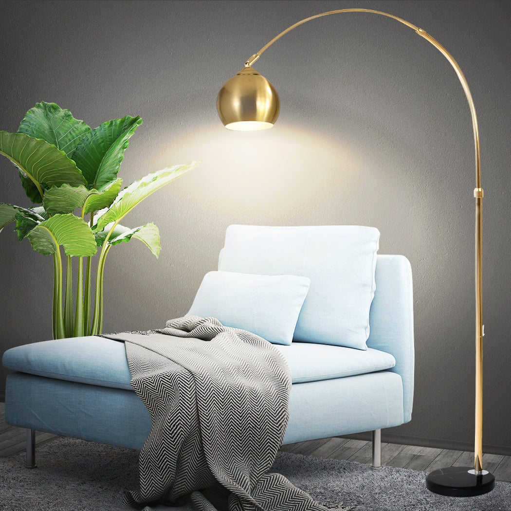 Modern Led Floor Lamp Stand Reading Light Height Adjustable Indoor Marble Base - Gold