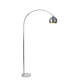 Modern Led Floor Lamp Stand Reading Light Height Adjustable Indoor Marble Base - Silver