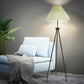Modern Led Floor Lamp Stand Reading Light Decoration Indoor Classic Linen Fabric - Beige